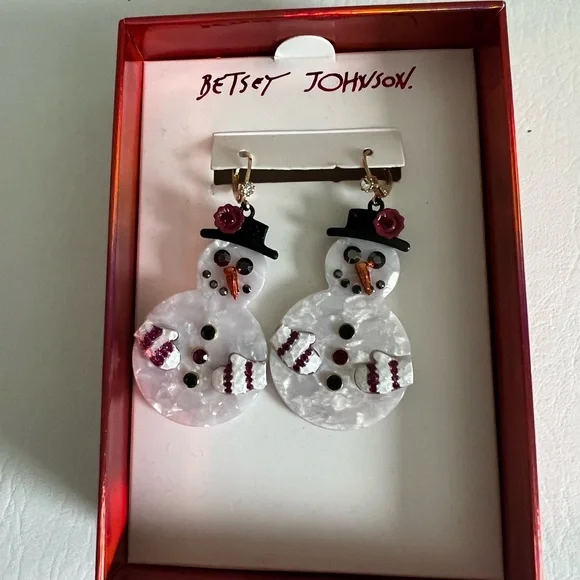 Betsey Johnson Snowman Drop Earrings - Picture 3 of 4